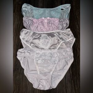 Lot Of 4 Vintage Vanity Fair & Kayser Sheer Floral Satin Nylon Bikini Panties